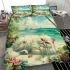 Persian cat in tropical paradise islands bedding set