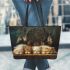 Persian cats sleeping and coffee and dream catcher leather tote bag