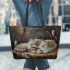 Persian cats sleeping and coffee and dream catcher leather tote bag