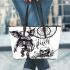 Pig and skeleton king dancing and dream catcher leather tote bag