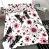 Pink and black butterfly pattern with flowers and stars bedding set