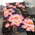 Pink and gold lotus flowers with honeycomb bedding set