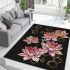 Pink and gold lotus flowers with honeycomb area rugs carpet