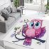 Pink owl on a pure white background with cute big eyes area rugs carpet