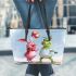Pinky pigs and grinchy smile toothless playing volleyball leather tote bag