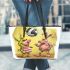 Pinky pigs and yellow grinchy smile toothless like rabbit leather tote bag