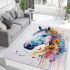 Plants in the head of horse watercolor painting area rugs carpet