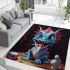 Playful blue dragon still life area rugs carpet