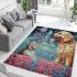 Playful day at the park golden retriever and friend area rugs carpet