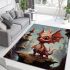 Playful dragon by the water area rugs carpet