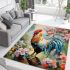 Proud rooster in a radiant spring garden area rugs carpet