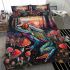 Psychedelic colorful frog on the forest floor bedding set