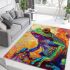 Psychedelic cute frog colorful vibrant trippy oil painting area rugs carpet