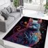 Psychedelic feline fantasy area rugs carpet