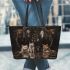 Puddle dogs and dream catcher leather tote bag