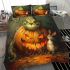Pumpkin grinchy smile and cats show 3d bedding set
