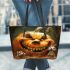 pumpkin grinchy smile and dogs show 3D Leather Tote Bag