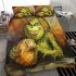 Pumpkin grinchy smile and eat bread show bedding set