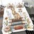 Rabbit sitting on top of books surrounded by flowers bedding set