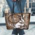 Rabbit with dream catcher leather tote bag