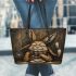 Rabbits smile toothless and drink coffee with dream catcher leather tote bag