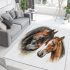 Realistic drawing of a horse and foal in profile area rugs carpet
