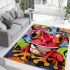 Red frog with big eyes colorful cartoon style graffiti area rugs carpet