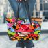 Red frog with big eyes colorful cartoon style graffiti leaather tote bag