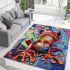 Red frog with big eyes colorful cartoon style graffiti area rugs carpet