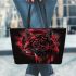 Red panther and dream catcher leather tote bag