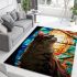 Regal cat and stained glass reflection area rugs carpet