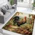 Rooster amidst an orchard illustration area rugs carpet