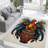 Rooster and celtic dhol drum illustration area rugs carpet