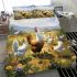 Rooster leading the flock in the countryside bedding set