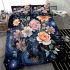 Roses in vase on wooden table bedding set