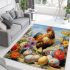 Rustic rooster a colorful springtime scene area rugs carpet