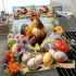 Rustic rooster a colorful springtime scene bedding set