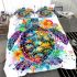 Sea turtle with tropical flowers and leaves bedding set