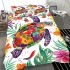 Sea turtle with tropical flowers and leaves bedding set