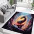 Serene dragon on rocky cliff area rugs carpet