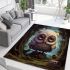 Serene owl in green forest area rugs carpet