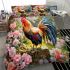 Serene rooster overlooking a blossoming garden bedding set