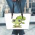 Simple cartoon frog clipart leaather tote bag