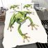 Simple cute cartoon drawing of green frog jumping bedding set