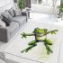 Simple cute cartoon drawing of green frog jumping area rugs carpet