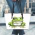 Simple cute clip art of frog leaather tote bag
