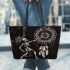 Skeleton king dancing with dream catcher leather tote bag
