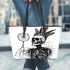 Skeleton king with dream catcher leather tote bag