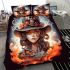 Skull cityscape contrast bedding set