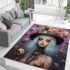 Skull field with flowered woman area rugs carpet